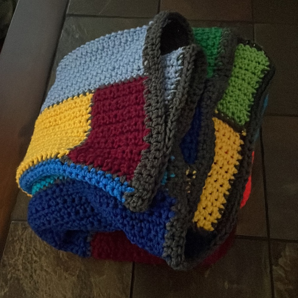 “Rubik’s Cube” Blanket for One- crochet Homemade by JulzyRaye- multi-colors - Picture 8 of 12